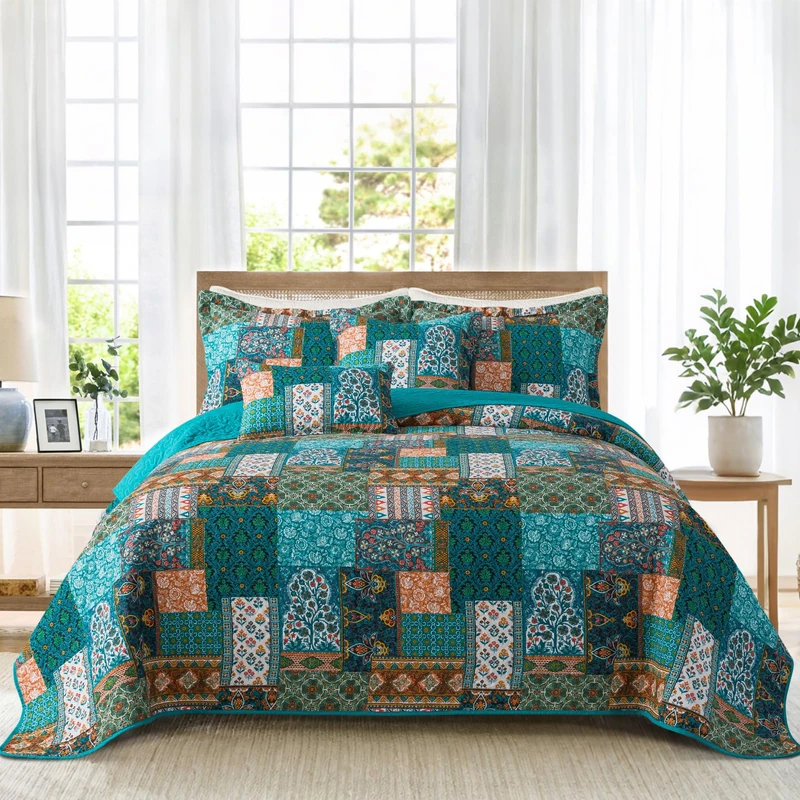 BEDIFANY 100% Cotton Cover King Size Quilt Set, Bedspread King Coverlet