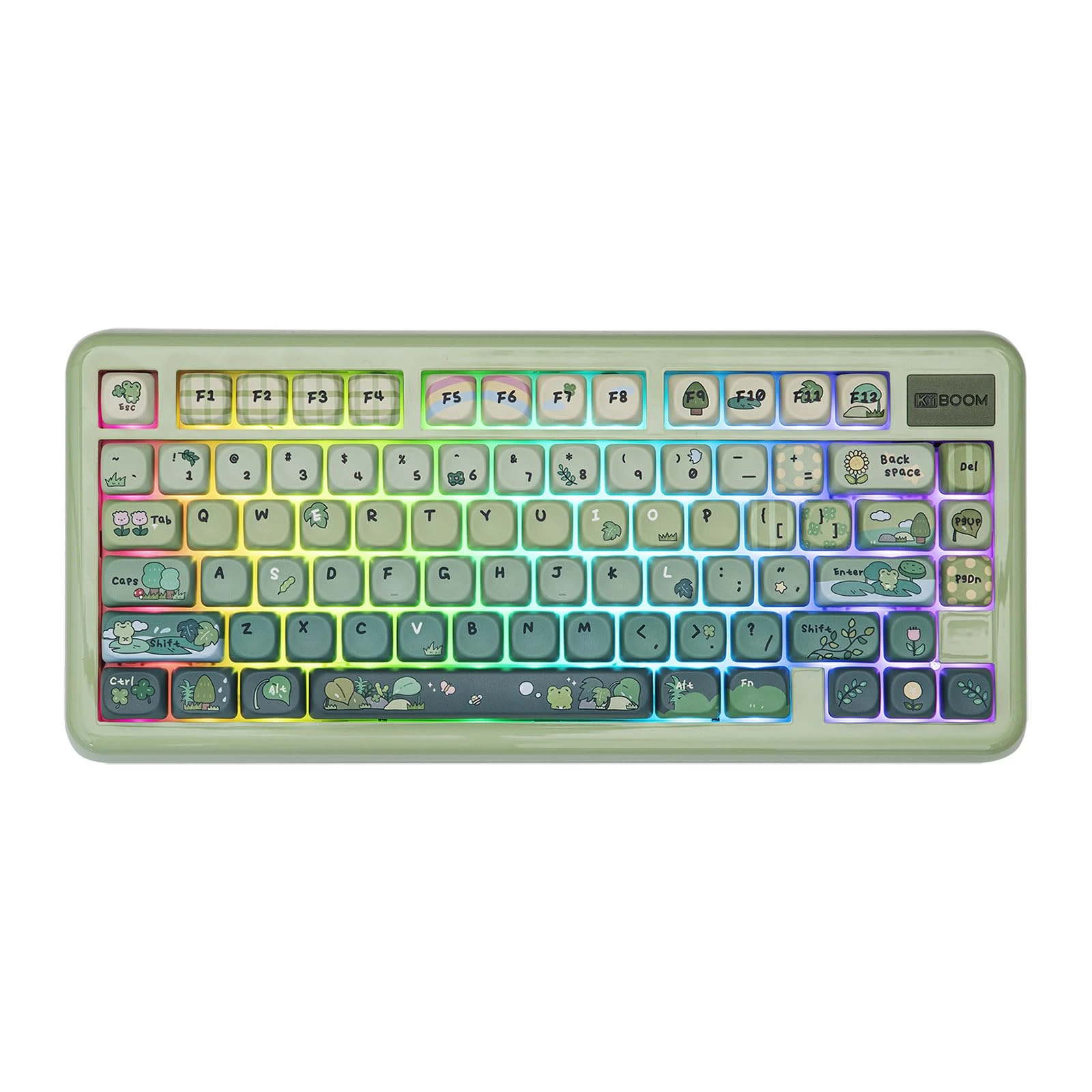 KiiBoom Phantom81 Lite 75% Gasket Mechanical Keyboard, QMK&VIA Programmable, 3 Modes Wireless Gaming Keyboard, RGB Backlights, ABS Case + UV Tech, Hot-Swappable for Windows/Mac/Linux (Green)