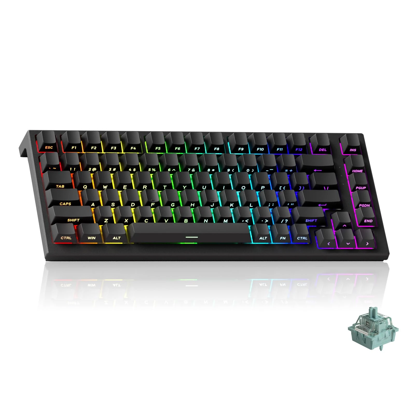 Akko TAC75 Rapid Trigger Wired Gaming Keyboard, Hall Effect Magnetic Switch, 75% US Layout, 8K Hz Polling Rate, PBT Keycaps (Shine Through Black, AstroAim Switch)