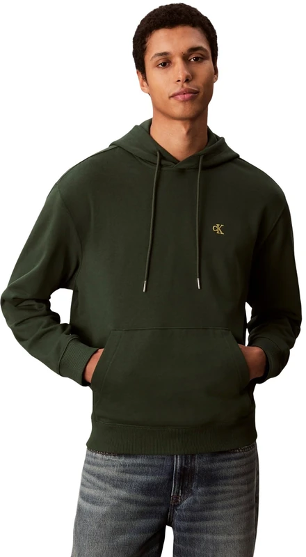 Calvin Klein Men's LS EU 350TERRY MONOGRAM HOODIE LV04RC297G Sweatshirts, Green (Sycamore), M