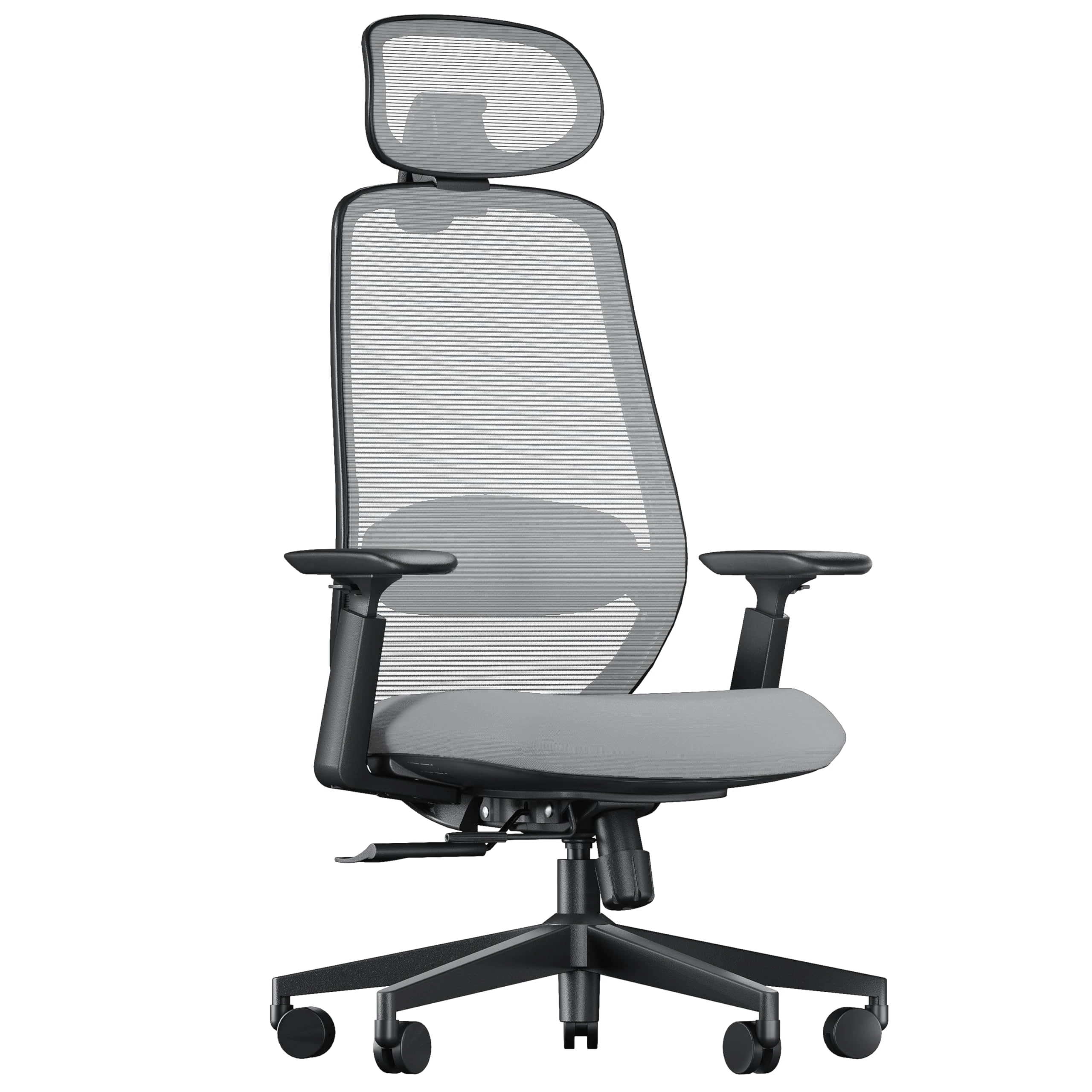 ProtoArc EC200 Ergonomic Office Chair - High Back Computer Desk Chair with 2-Way Adjustable Lumbar Support, Seat Depth & 3D Headrest, Mesh Swivel Desk Chair for Home & Office, Grey