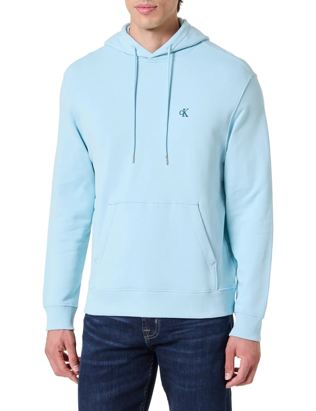 Calvin Klein Men's LS EU 350TERRY MONOGRAM HOODIE LV04RC297G Sweatshirts, Blue (Stratosphere), M