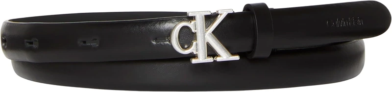 Calvin Klein Women's CK BUCKLE 15MM FIXED BELT LV04F7055G Belts, Black (BLACK/OLD SILVER), 105 - Image 1