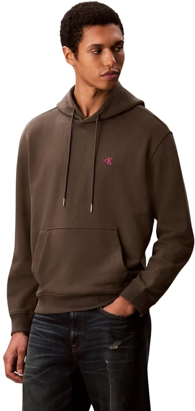 Calvin Klein Men's LS EU 350TERRY MONOGRAM HOODIE LV04RC297G Sweatshirts, Grey (Beluga), XL