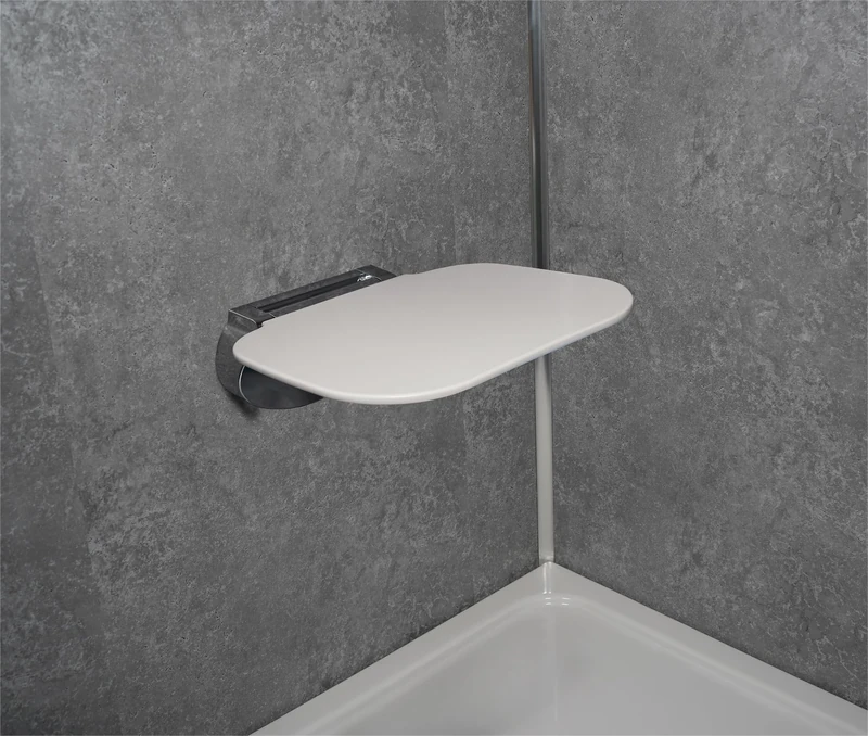 Aidapt Contemporary Fold Up Wall Mounted Shower Seat.Space Saving,Smooth Folding Motion,Modern Design,127kg Weight Capacity,Bathroom Stool for Elderly,Pregnancy Mobility, White