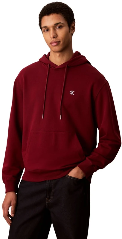 Calvin Klein Men's LS EU 350TERRY MONOGRAM HOODIE LV04RC297G Sweatshirts, Red (Renaissance Red), XXL