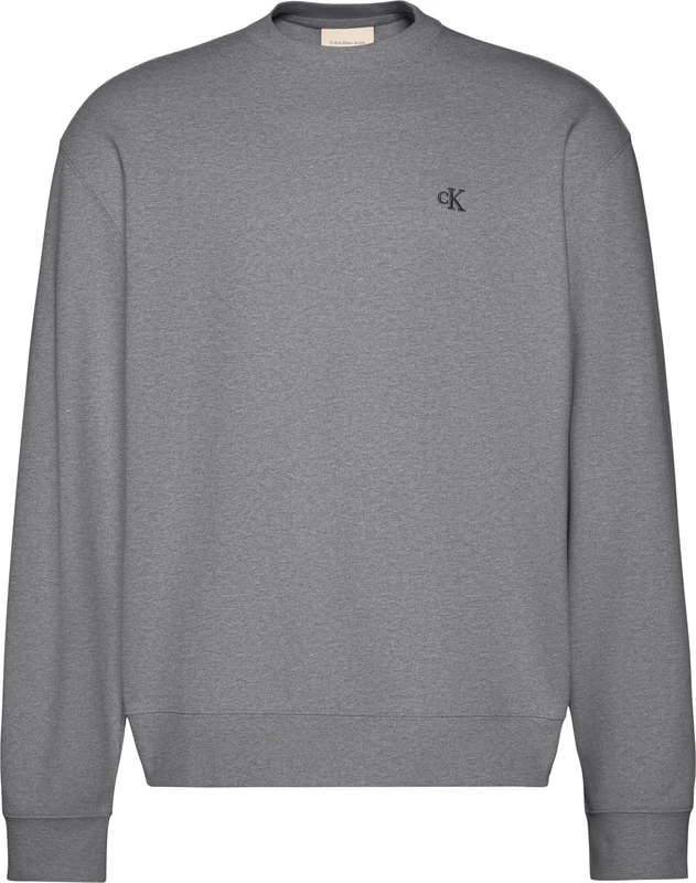 Calvin Klein Men's LS EU 350TERRY MONOGRAM CN SWTSH LV04RC296G Sweatshirts, Grey (Med Grey Htr), XS