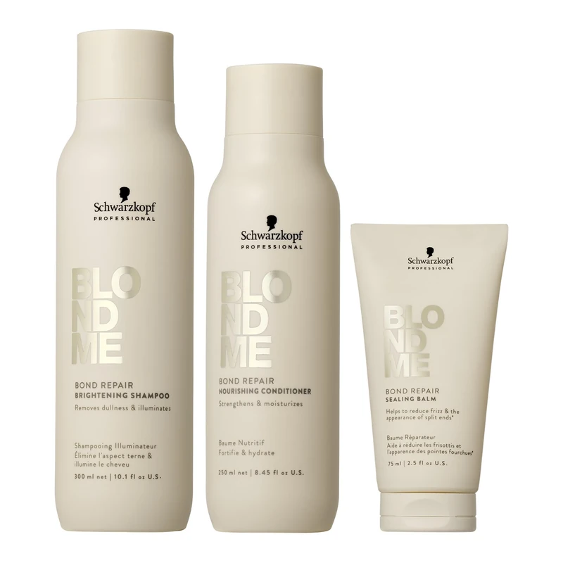 Schwarzkopf Professional BLONDME Bond Repair Nourishing Shampoo 300ml + Conditioner 250ml + Balm 75ml