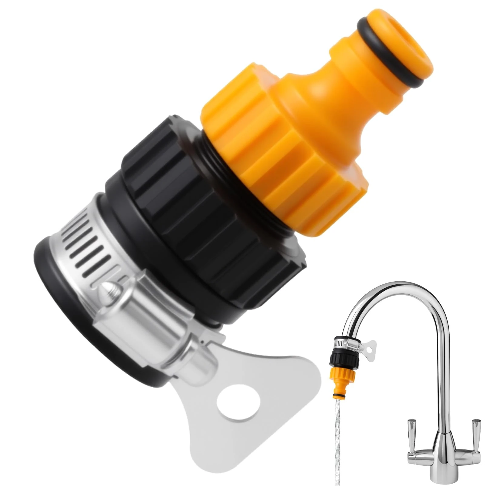 Universal Tap Connector, 12-16mm Kitchen Tap Connector Hose Pipe Fitting Set Faucet Adapter Garden Removable Adjustable Mixer Easy to Install Tight Connection for Bathroom Indoor and Outdoor Use