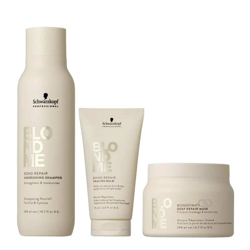 Schwarzkopf Professional BLONDME Bond Repair Nourishing Shampoo 300ml + Mask 200ml + Balm 75ml