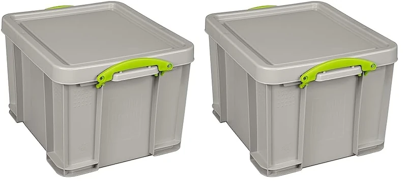Really Useful Box 35 Litre Plastic Storage Recycled Dove Grey (Pack of 2)
