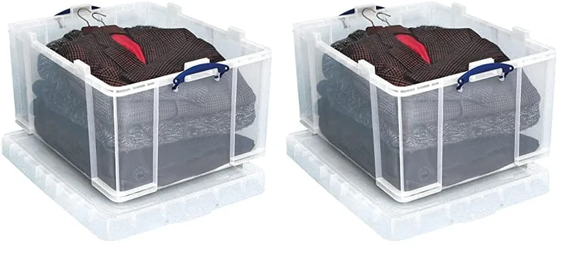 Really Useful Box Plastic Storage 145 Litre Clear (Pack of 2)