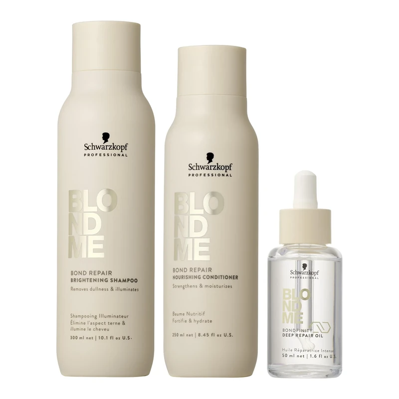 Schwarzkopf Professional BLONDME Bond Repair Nourishing Shampoo 300ml + Conditioner 250ml + Oil 50ml