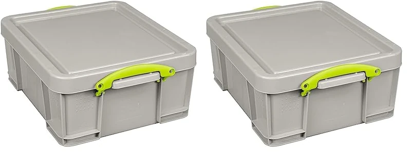 Really Useful Box Plastic Storage 18 Litre Recycled Dove Grey (Pack of 2)
