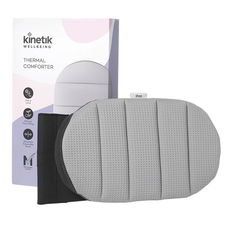 Kinetik Wellbeing Thermal Comforter - Microwavable Heat Pad for Pain Relief - Heat & Freeze Therapy with 2 Reusable Clay Packs, Secure Band - Drug Free Menopause, Menstrual Back Pain Relief for Women