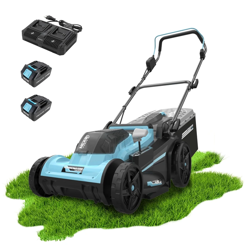 Cecotec Battery Mower Terrenator E7 Liberty Z Plus. Brushless Motor, Operates 2 Batteries 21V 4Ah, Z-Tech System Height Change, Width 43 cm, 3in1 Mulching Rear Wheels XL - Image 1
