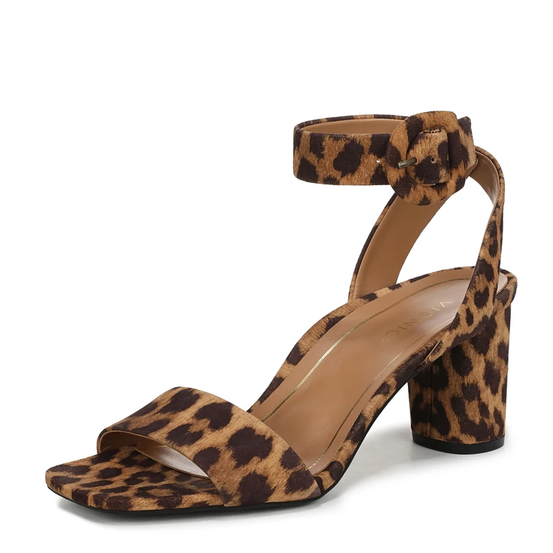 Vionic Womens Zinfandel Block Heeled Sandals, Wide Fit, Tan Leopard, UK 8
