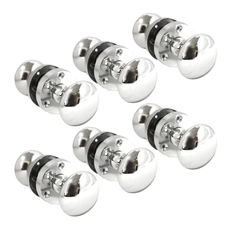 Epsom Door Handle Polished Chrome Victorian Style Round Door Knob Set – Sprung Internal and External Knobs with Optional 63mm Tubular Latch – Available in 4 or 6 Pairs (6 Pair of Door Knobs)