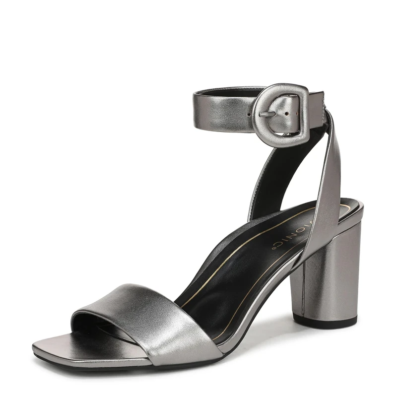 Vionic Womens Zinfandel Block Heeled Sandals, Wide Fit, Pewter, UK 5.5