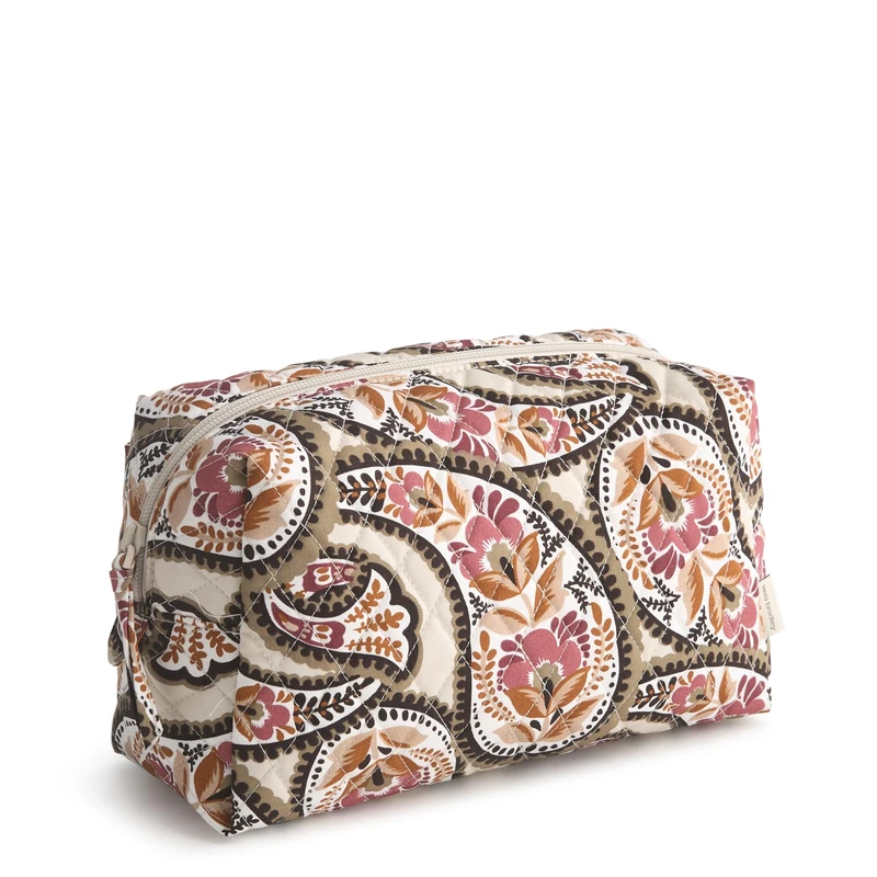 Vera Bradley Women's Premium Cotton Large Cosmetic Bag, Blooming Paisley, One Size