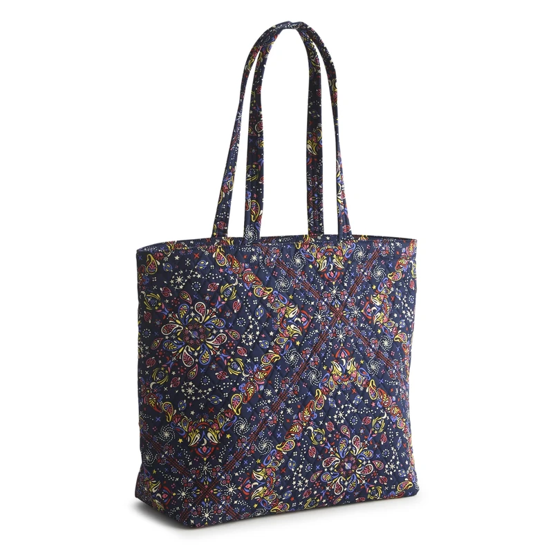 Vera Bradley Women's Premium Cotton Original Zip Tote Bag, Starry Paisley, One Size