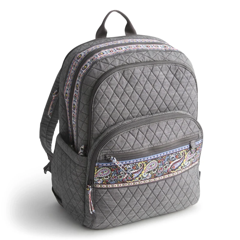 Vera Bradley Women's Premium Cotton Large Bancroft Backpack, Black Chambray, One Size