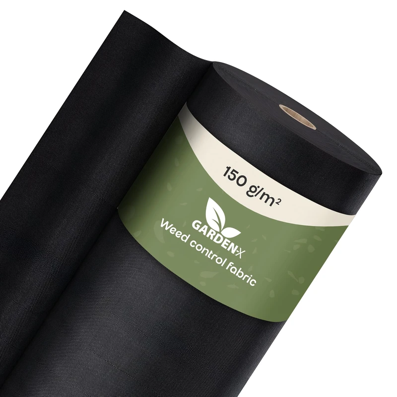 GARDENIX Garden Fleece Against Weeds, Weed Control Fabric, Water Permeable, 150 g/m², Black, UV-Resistant Film, 1.6 x 50 m (80 m²), Fleece Raised Bed, Weed Control Film, Garden Tiles, Flower Bed Film
