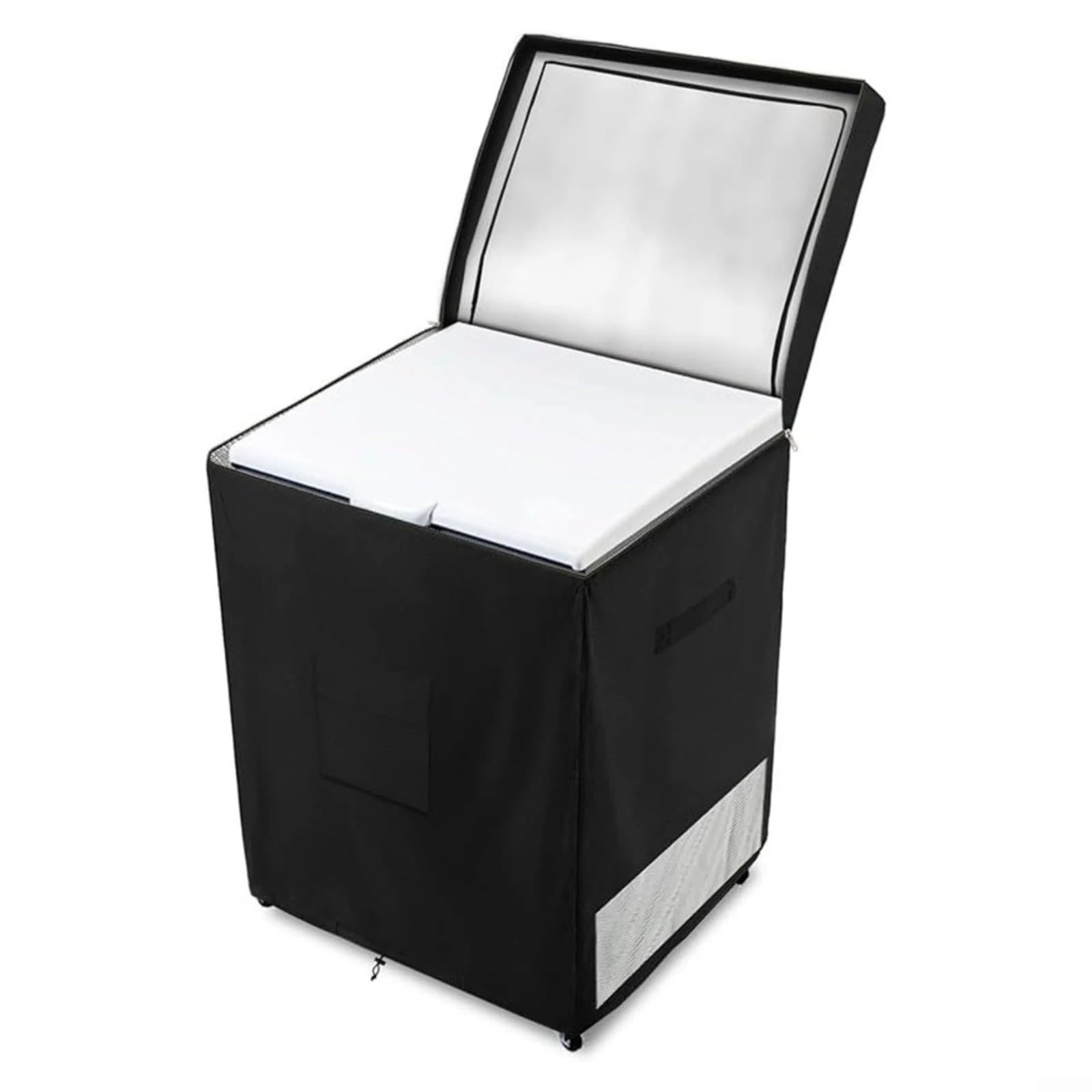 BlesConi Outdoor Chest Freezer Cover Waterproof Double Opening Top Design With Air Vents and Storage Pocket for 7.0 Cubic Feet(black 71.12 x 58.42 x 86.36 cm)