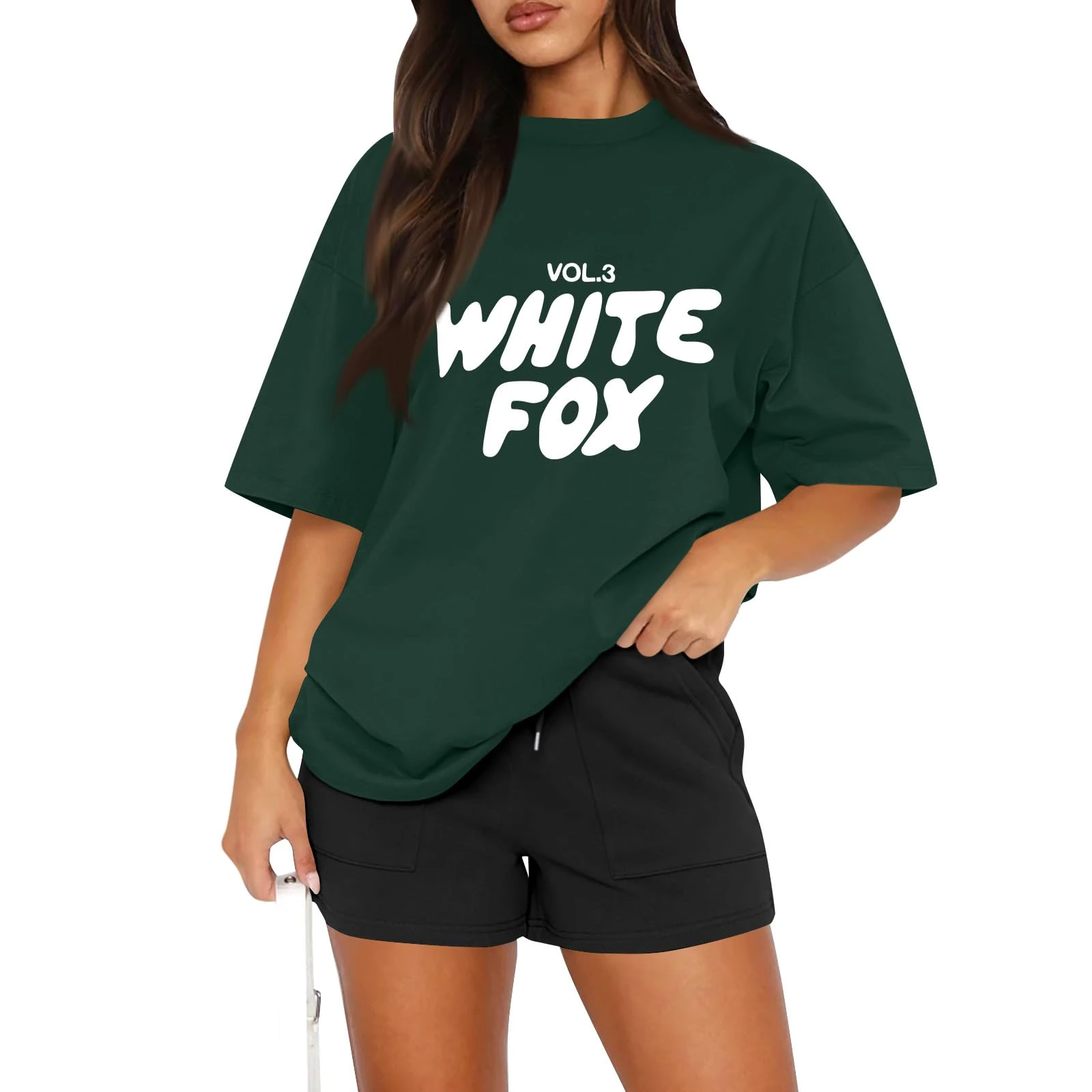 JKJFJKA T Shirts for Women UK Summer Casual Loose Fit Tunic Blouses Trendy Letter Print Ladies Short Sleeve Crewneck Oversized Tops Tshirts Dark Green L, Blouses for Women UK