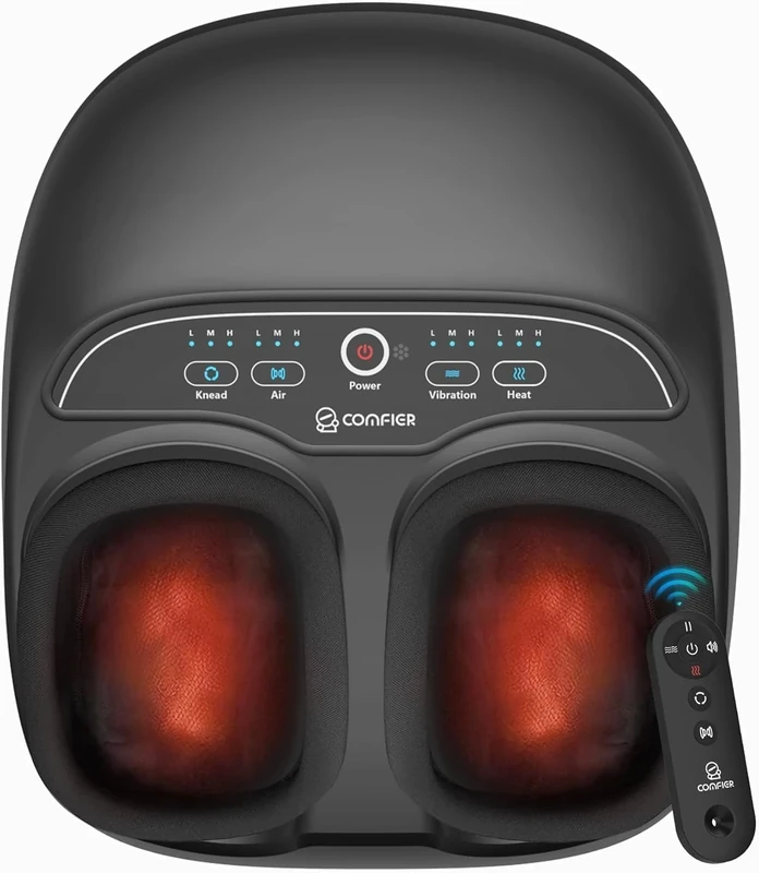 COMFIER Shiatsu Foot Massager with Heat,&Knead,Compression,Vibration,Pause Function,Electric Feet Massager Machine for Plantar Fasciitis Neuropathy,Remote Control,Gifts for Women,Men