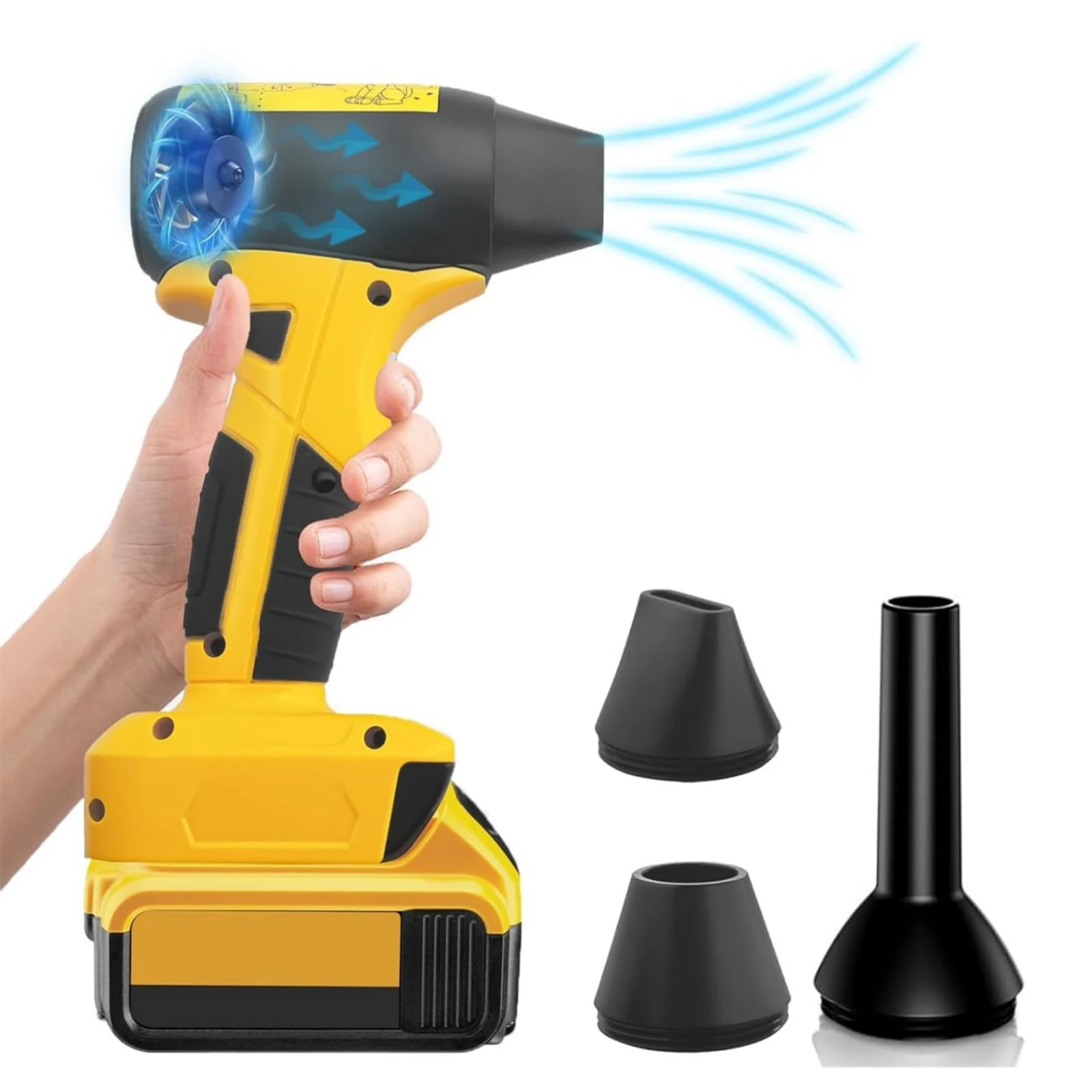 130000RPM Cordless Leaf Blower for Dewalt 20V Battery, 4 Speed Compact Turbo Jet Fan Blower for Garden Lawn Snow Leaf BBQ Keyboard(No Battery)