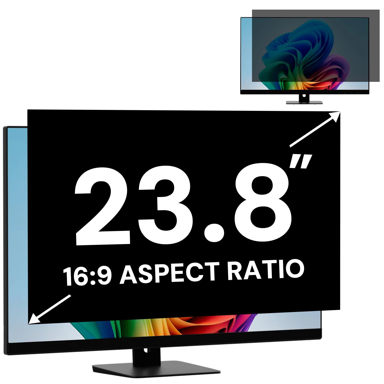 23.8 Inch Computer Privacy Screen Filter for 16:9 Widescreen Monitor, Removable Computer Screen Privacy Shield and 23.8 Inch Anti Blue Light Glare Filter
