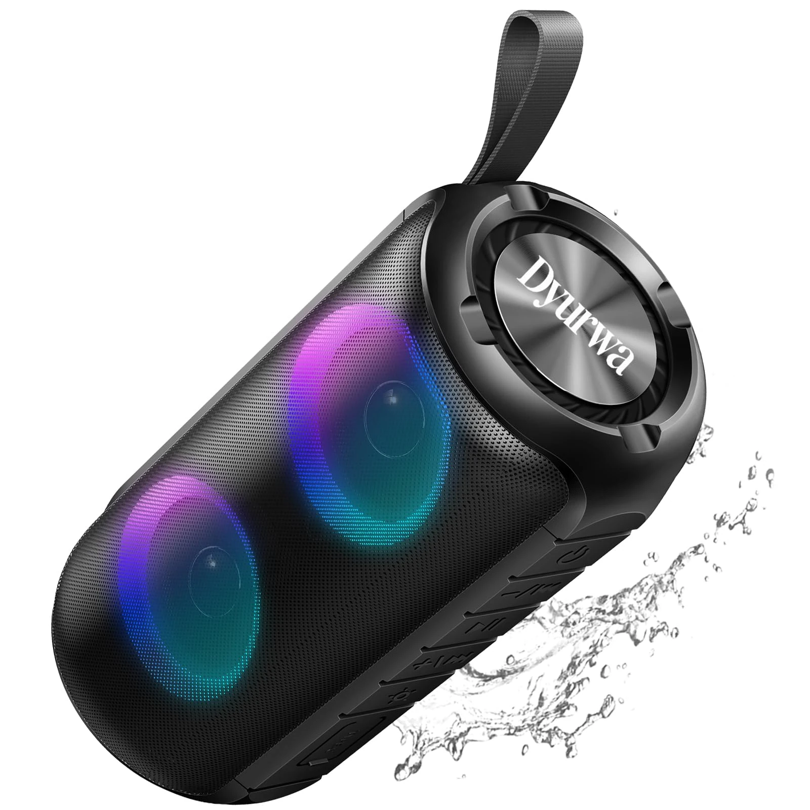 Dyurwa Portable Bluetooth Speaker with 24W Stereo Sound, Speakers Wireless Bluetooth 5.3 with 12H Playtime, IPX6 Waterproof and RGB lights, Built-in Mic Outdoor Speaker for Home/Hiking/Party/Travel