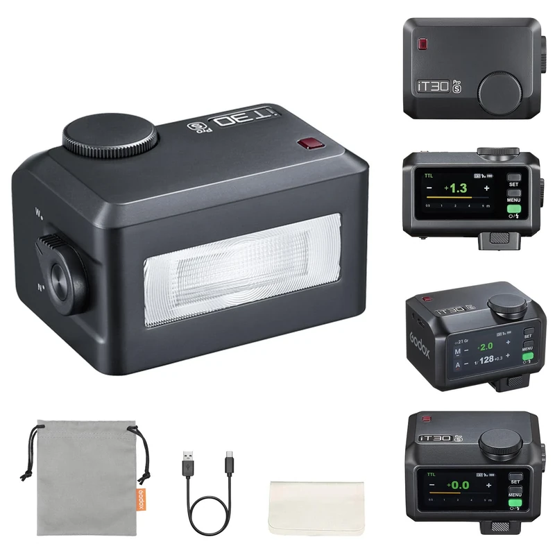 Godox iT30Pro-S Flash for Sony, 2.8" Full-Color Touchscreen, 2.4G X Wireless TTL 1/8000 HSS Speedlight, 1.5s Recycle, 560 Full Power Flashes with Built-in Battery Portable Pocket Flash (Black)