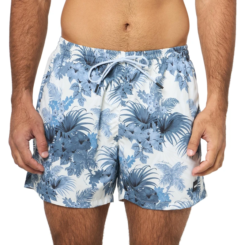 BOSS Piranha Men's Swim Trunks, Blue Flower, XL