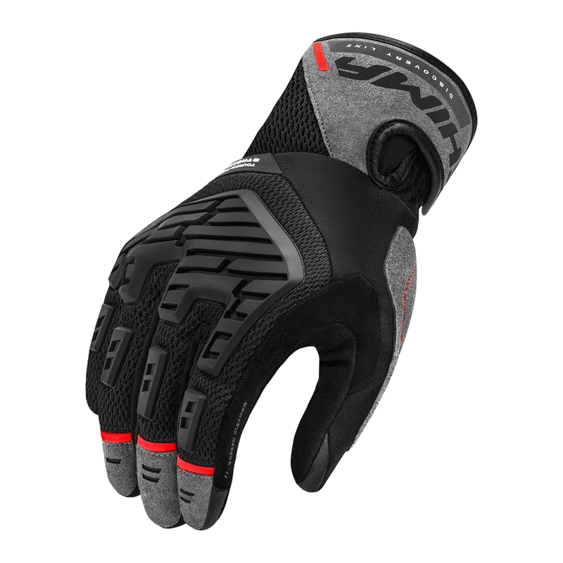 SHIMA STREAM Motorbike Gloves Men Textile Short Summer Biker Armoured Protectors Motorcycle Perforated Ventilated Touchscreen Motorsport Glove Lightweight Motocross (Mens, Red, M)
