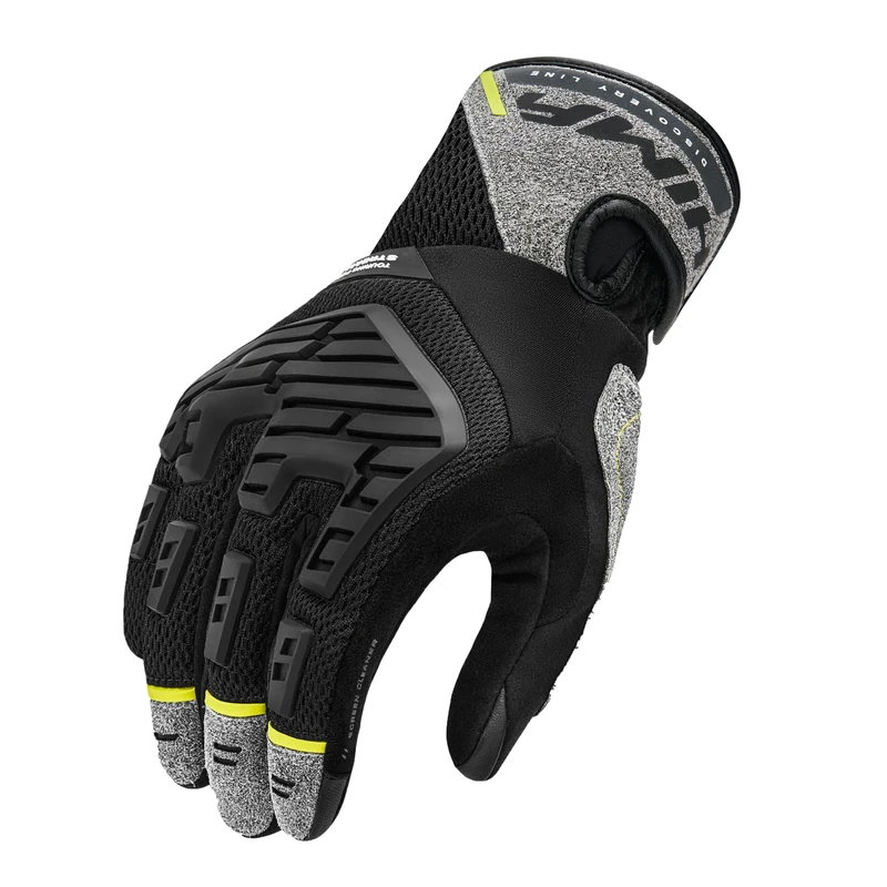 SHIMA STREAM Motorbike Gloves Men Textile Short Summer Biker Armoured Protectors Motorcycle Perforated Ventilated Touchscreen Motorsport Glove Lightweight Motocross (Mens, Fluo, L)