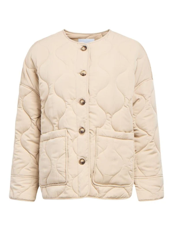 Object Objallie Ls Lo Quilted Jacket Noos, Taupe, 44 Ladies