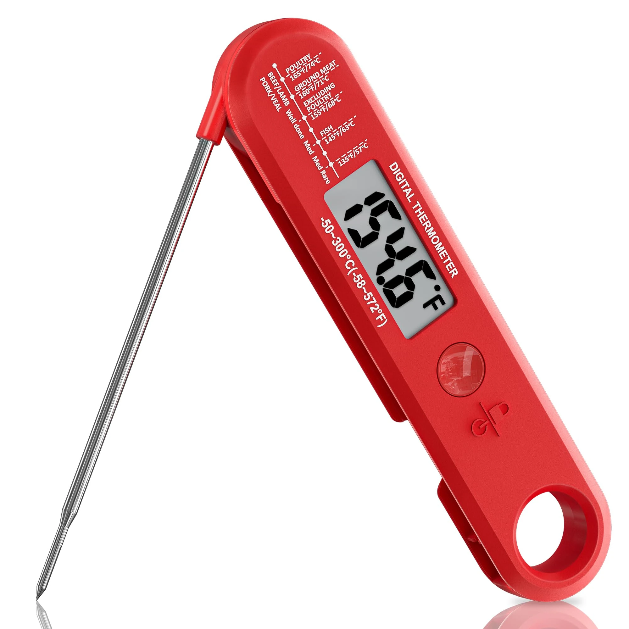 ModHm Digital Meat Thermometer – Fast & Accurate Wireless Food Thermometer for Cooking, Baking, BBQ, Oven, and Kitchen Use – Meat Thermometer Probe with 304 Stainless Steel (Red)