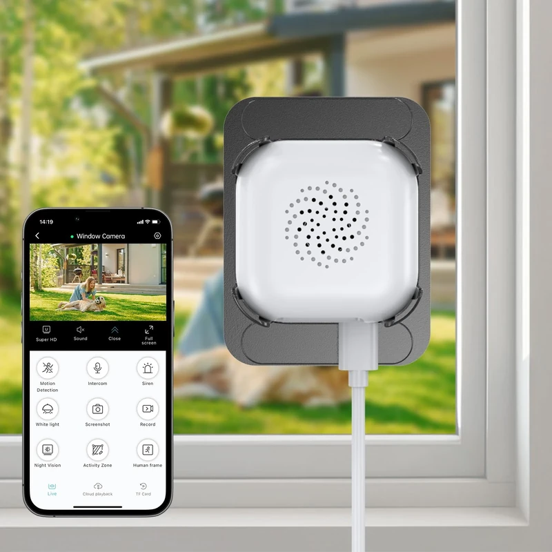 ANYQOO Security Camera, 3MP 2K Indoor Camera, 2.4GHz & 5GHz WiFi Window Camera for Home, Color Night Vision, Motion Detection, 24/7 Recording, Easy Install (1 Pack)