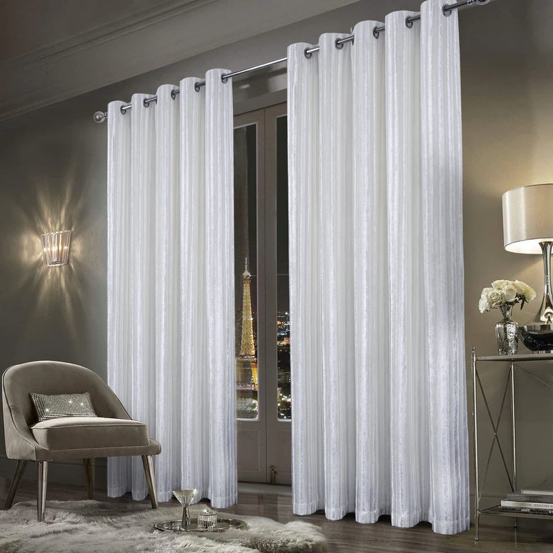 always4u Plush Velvet Curtains Luxury Velour Drapes for Living Room Bedroom Modern Beautiful Shining Window Treatment 2 Panels White 55 * 96 Inches