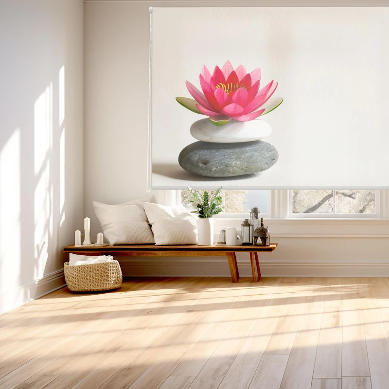 Blindecor Digital | Translucent Printed Roller Blind | Zen Family| Model Z-REDFLOW | 150 x 180 cm (W x H) Fabric Size 146 x 175 cm | Window Blinds