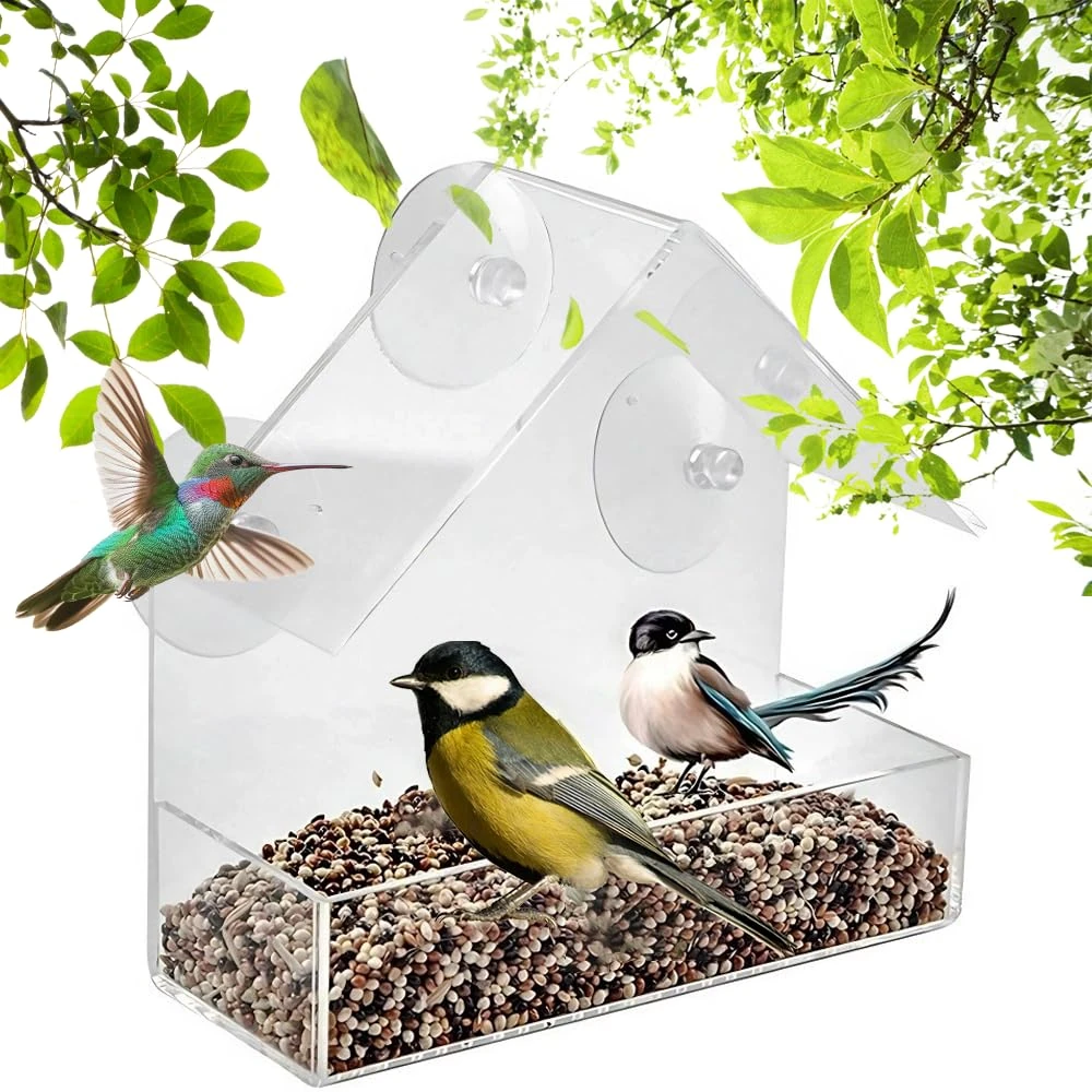 Ram® Window Bird Feeder Bird House Acrylic Window Bird Feeder With Suction Cups