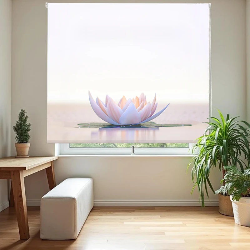 Blindecor Digital | Translucent Printed Roller Blind | Zen Family| Model Z-LOTUSCALM | 130 x 180 cm (W x H) Fabric Size 126 x 175 cm | Window Blinds