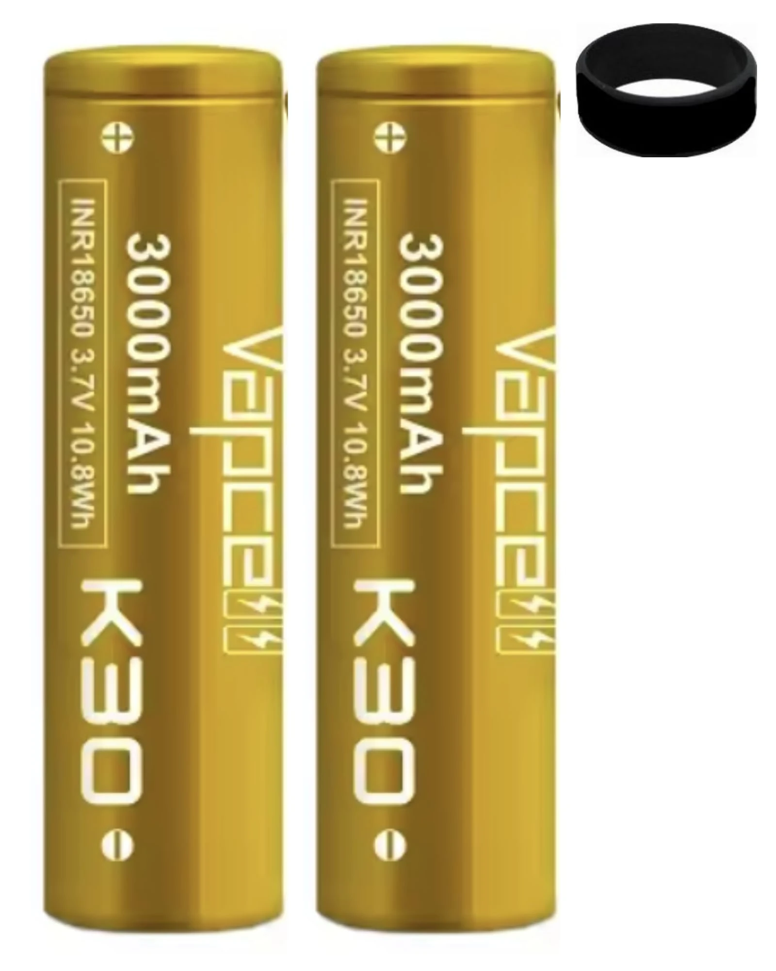18650 K30 3000mAh 15A Gold Rechargeable Battery Compatible With Vapcell Works With E Cigarettes Vape Sub Ohm Kit No Nicotine (2 Pack)