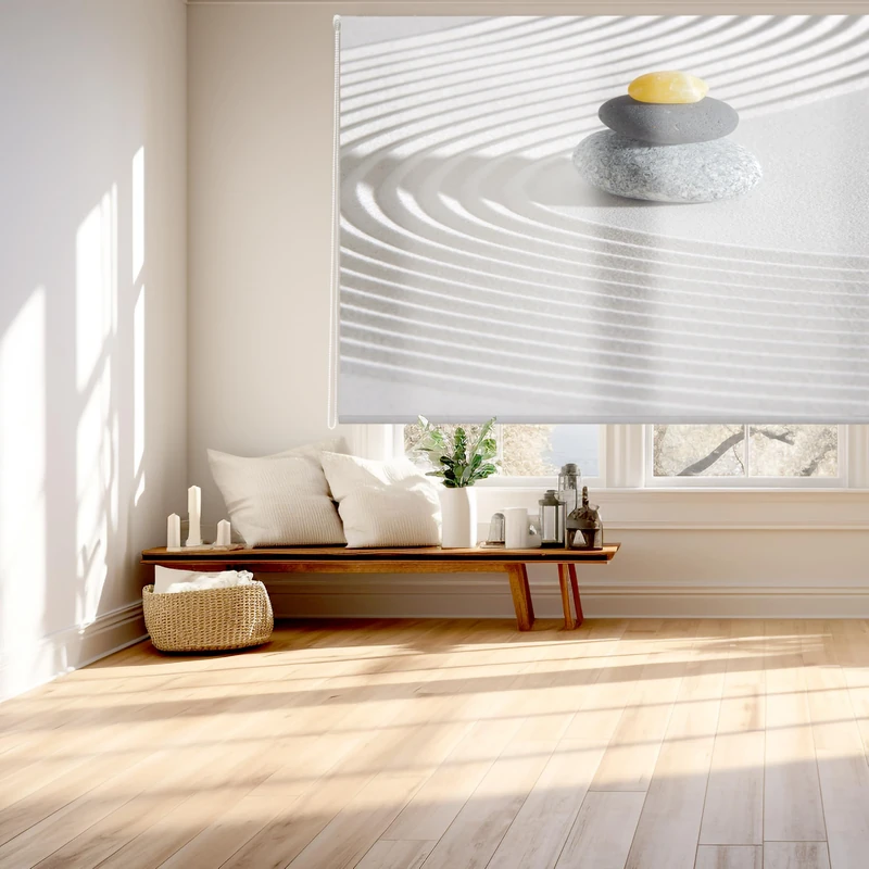 Blindecor Digital | Translucent Printed Roller Blind | Zen Family| Model Z-MINERALSAND | 130 x 180 cm (W x H) Fabric Size 126 x 175 cm | Window Blinds
