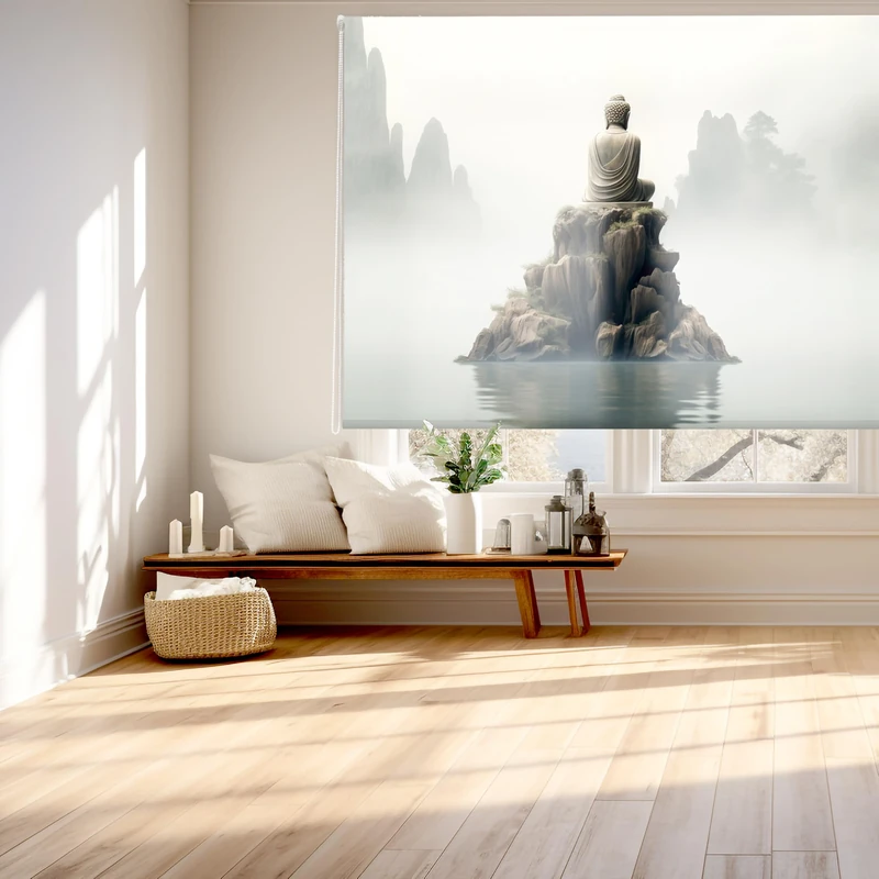 Blindecor Digital | Translucent Printed Roller Blind | Zen Family| Z-MEDITATION Model | 130 x 180 cm (W x H) Fabric Size 126 x 175 cm | Window Blinds