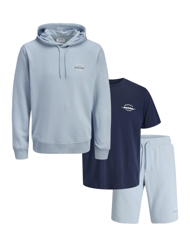JACK & JONES Jjbrandon Sweat Hood Set Mp Celestial Blue