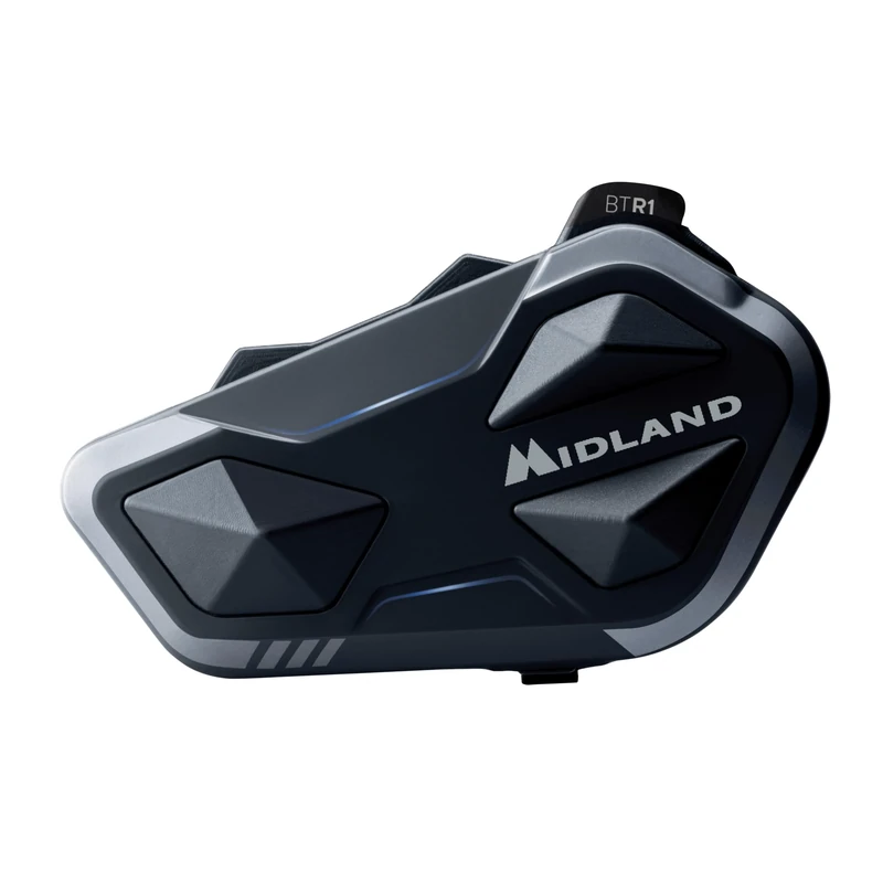 Midland - Motorcycle Intercom BTR1 Single, Waterproof IPX6 Helmet Headset, 800m Range, 4-Person Conference, 23H Battery, Parallel Audio, GPS/Music Connectivity, ECE 22.06 Compliant, Universal Intercom