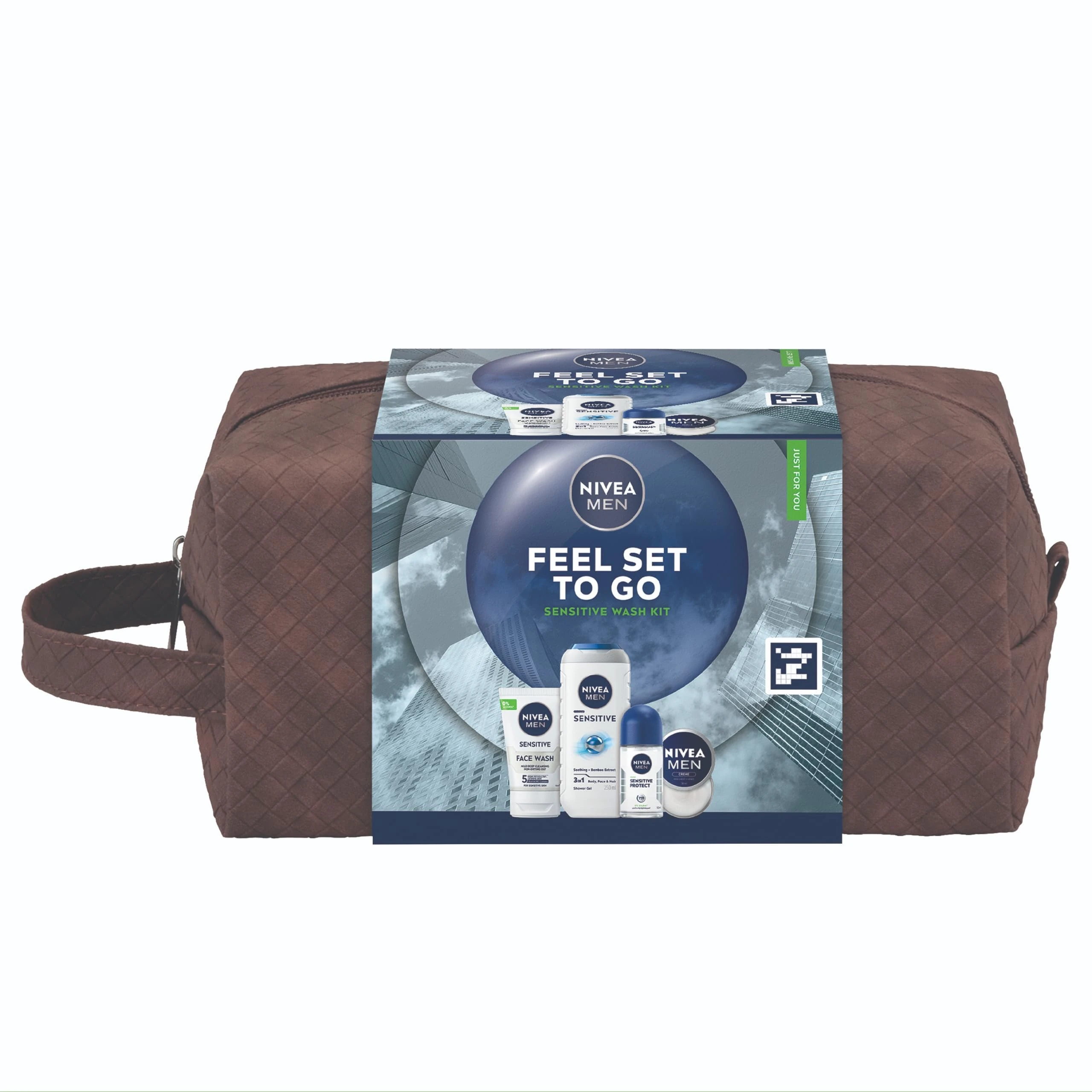 NIVEA MEN Feel Set To Go Gift Set (5 Products) – Men's Grooming Gift – Includes Shower Gel, Face Wash, Anti-Perspirant, and Moisturiser - with Practical Wash Bag